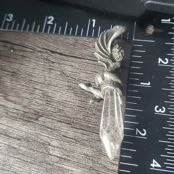 Silver Crystal Fairy Pendant with Teal and Purple Accents P410 - Picture 5 of 6